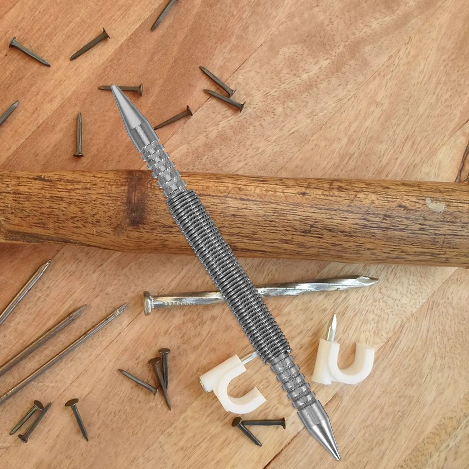 

Spring Nail Punch Tools 2PCS High Hardness Steel Lightweight Carpenter Small Space Repair Saw Spring Loaded Pin for Nail