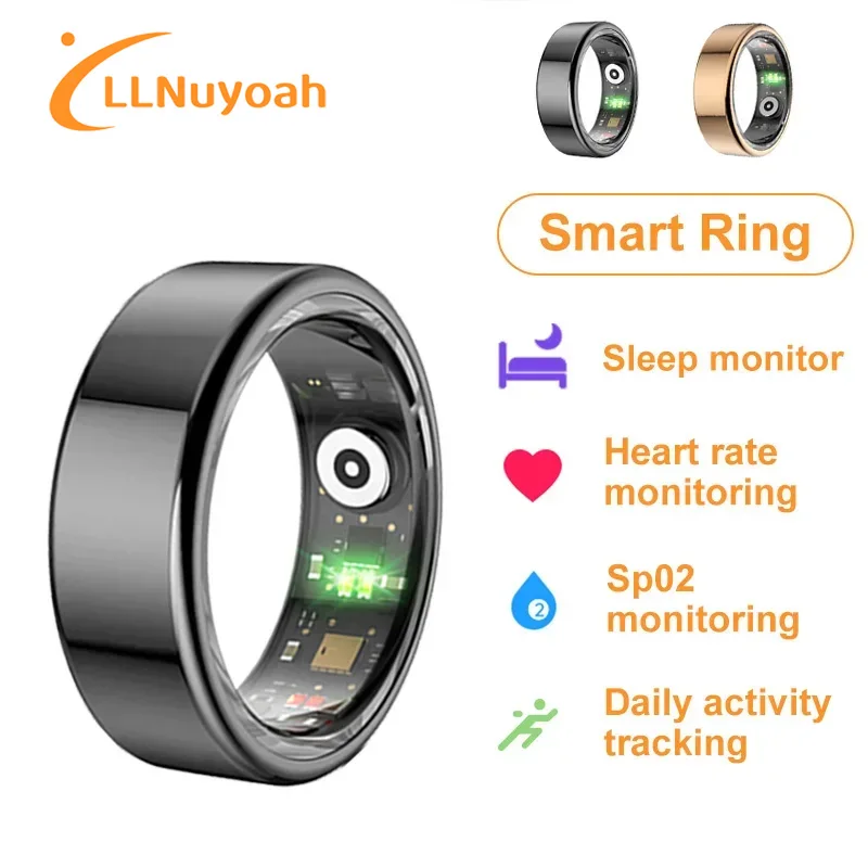 llNuyoah R02 Smart Ring Military Grade Titanium IP68 & 3ATM Waterproof Sleep Heart Rate Step Health Monitoring Multi-sport Modes