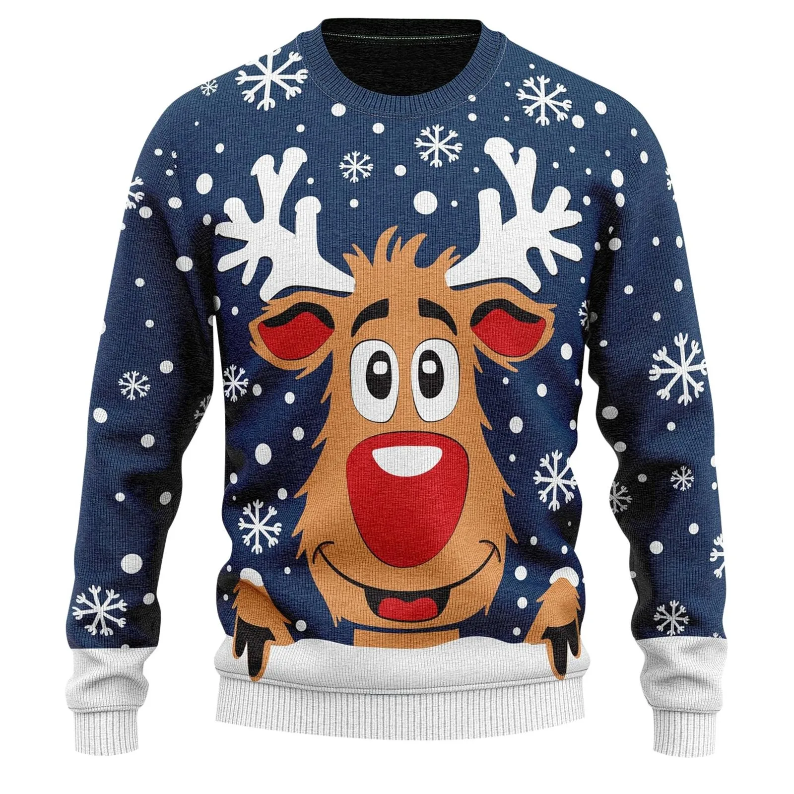 Christmas Reindeer Print Knit Turtleneck Hoodie Cozy & Stylish Holiday Sweater Women Tees Womens Fall Tops