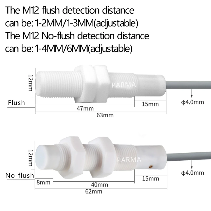 Interruptor de proximidade capacitivo resistente à corrosão M12, sensor de material de nível de líquido resistente à corrosão ácida e alcalina