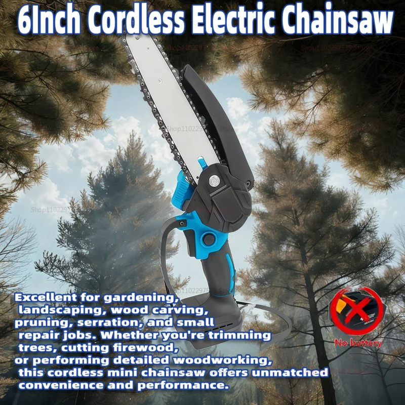 6Inch Cordless Electric Chainsaw Rechargeable No Battery Power Tool for Woodworking for Makita 18V Sets Light and Portable