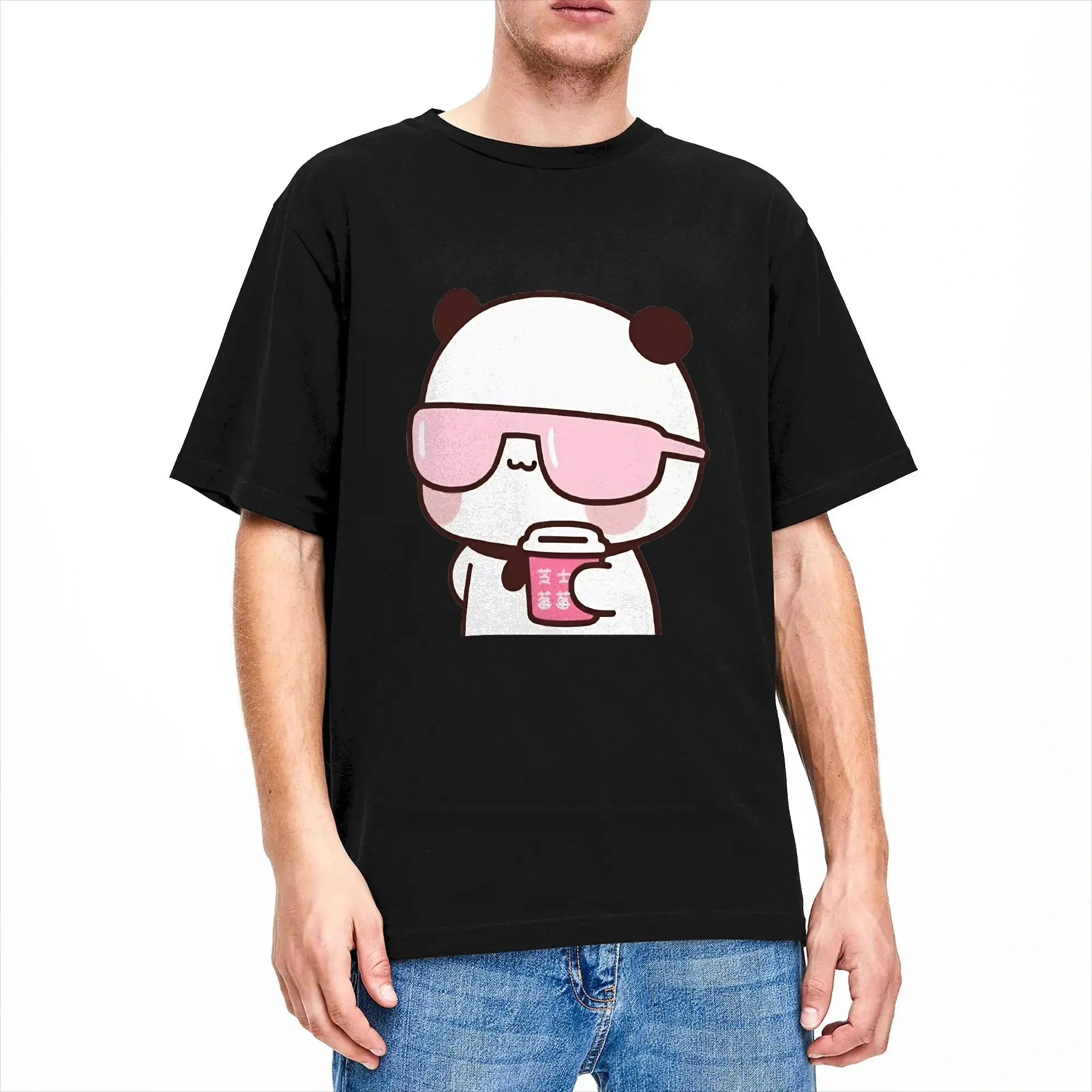 Streetwear T Shirt Summer Cute Bubu Is Watching Movie With Dudu T-Shirts  Pure Cotton Tee Shirt for Men's Y2K Short Sleeve Tops