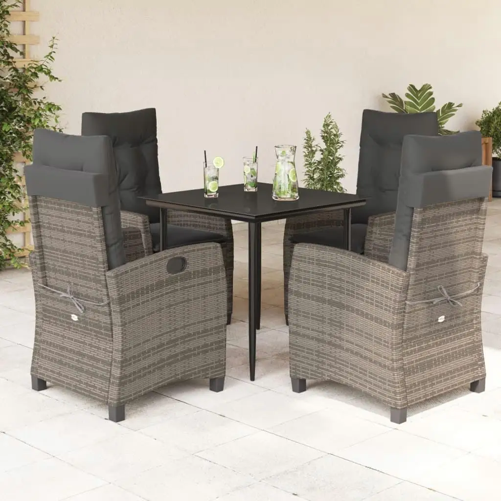 

Stylish Grey and Black Garden Dining Set Outdoor Furniture Table and Chairs Comfortable Seating for Patio Deck and Yard