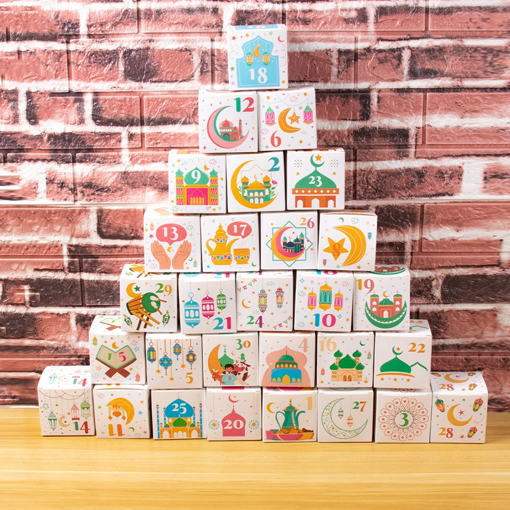 

30pcs Ramadan Countdown Gift Box Ramadan Advent Calendar 30 Days DIY Gift Boxes Eid Mubarak Decoration Ramadan Party Supplies