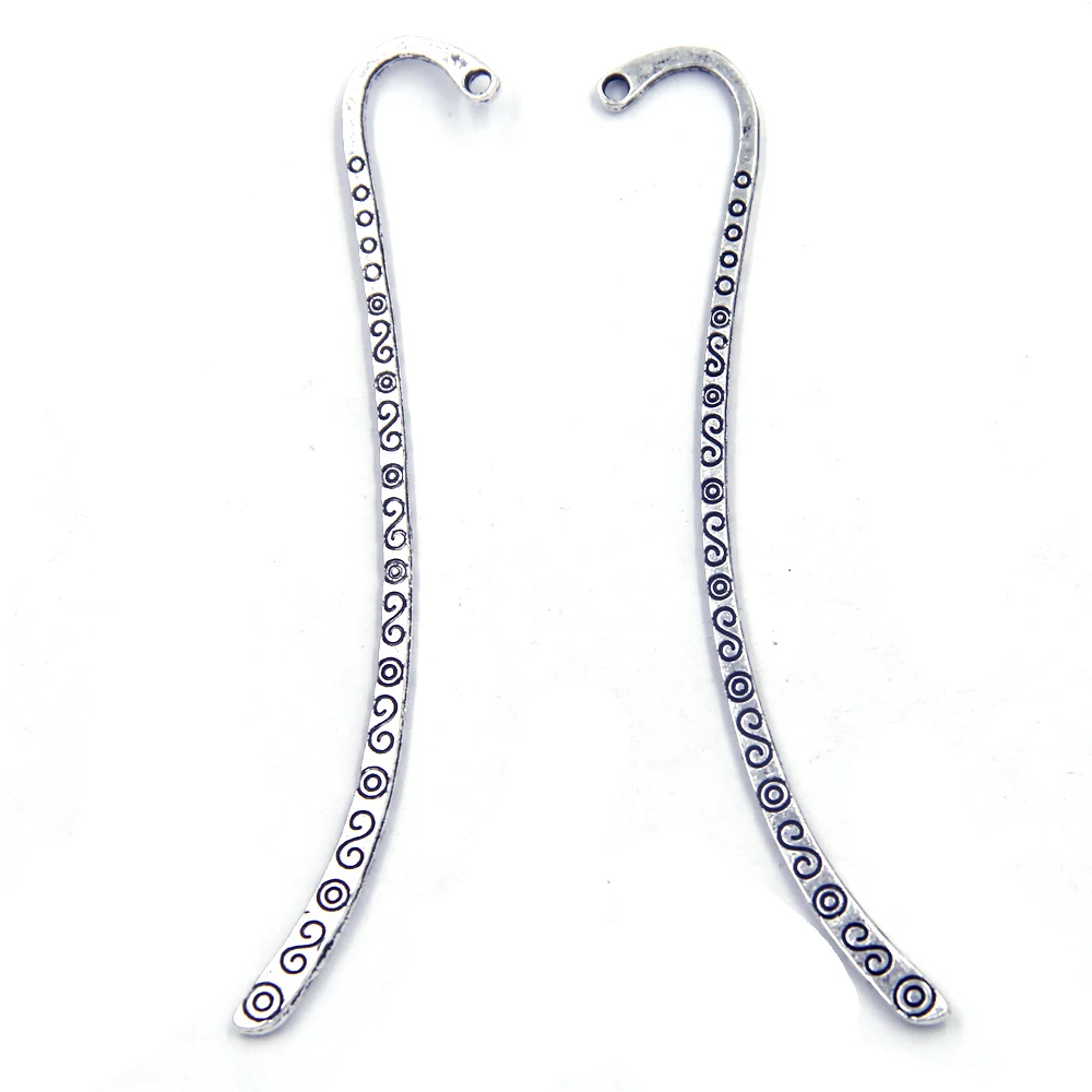 50Pcs Bookmarks Book Mark Marques de Page Spiral Pattern Antique Silver Tone Jewelry DIY Making Findings 85mm