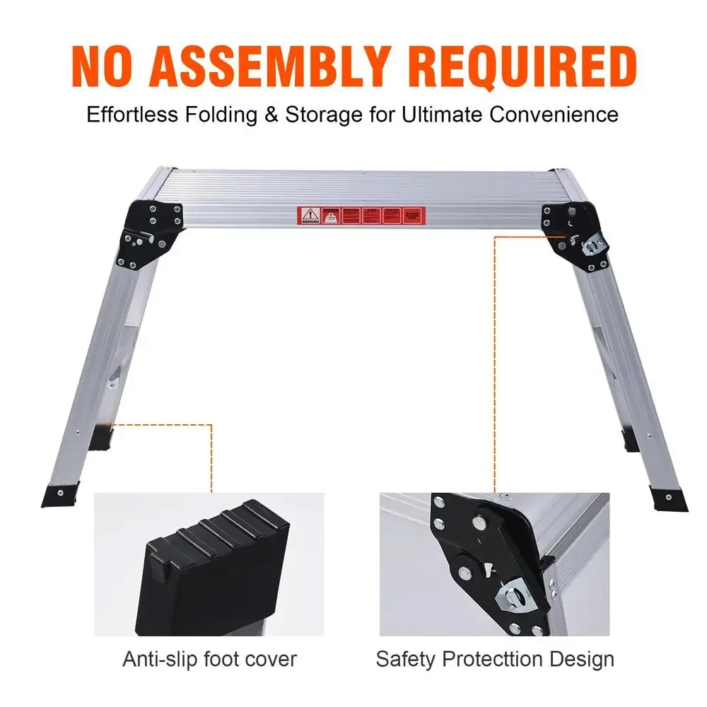 Aluminum Folding Work Platform Portable Step Stool Non-Slip 330lbs Capacity Easy Clean and Fold Step Bench Adults Workbench Yard