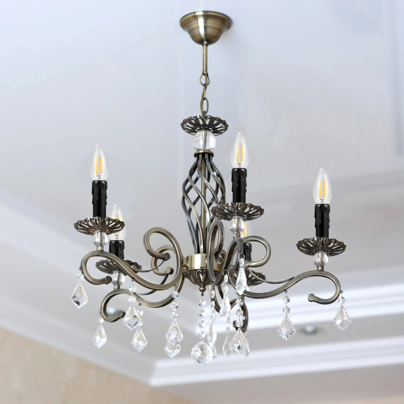 

20Pcs Elegant Socket Tubes Plastic Chandelier Sleeves Retro Style Tear Drop Casings Fashionable Lightweight Home Decor