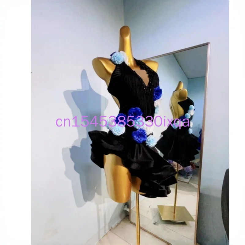 Latin Dance Skirt Sleeveless Fishtail Skirt Women Customsized Rumba Chacha Tango Competiton Professional Child Latin Dresses