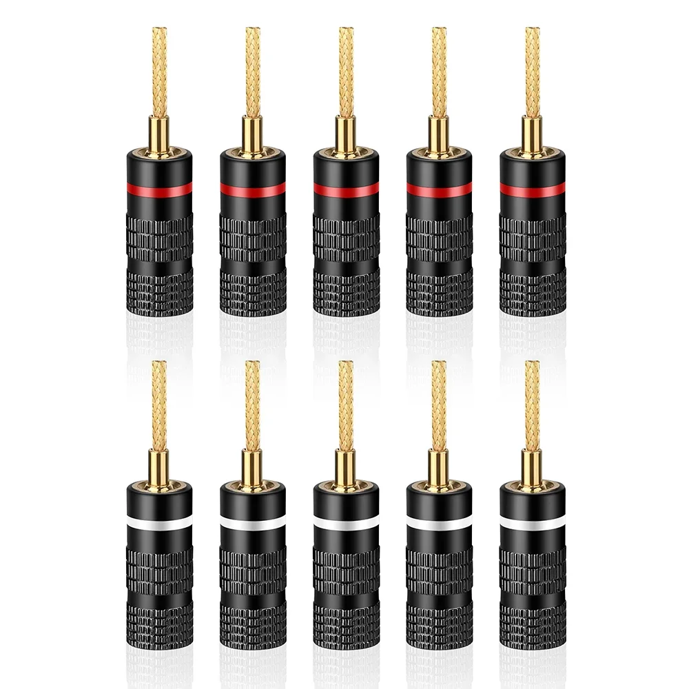 50-100pcs Screw-Type Connectors Deadbolt Flex Pin Banana  Plug to 4mm F Jack Center Surround Wire for Spring Loaded Speaker