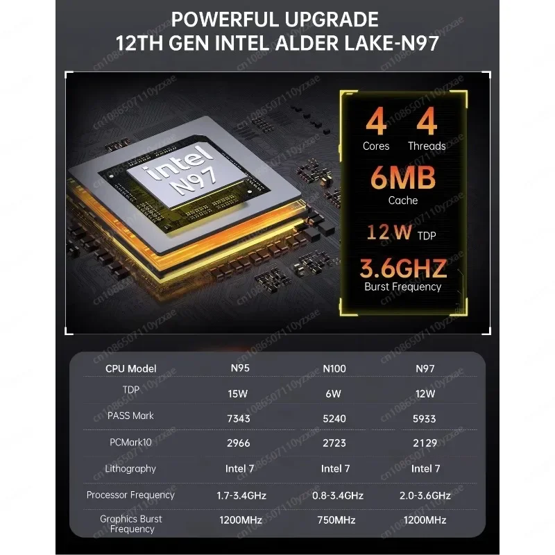 كمبيوتر صغير N97 TDP 25 وات ويندوز 11 DDR4 3200 ميجا هرتز 16 جيجا بايت 512 جيجا بايت WIFI6 BT5.2 USB2.0*2 USB3.0*2 كمبيوتر ألعاب N100