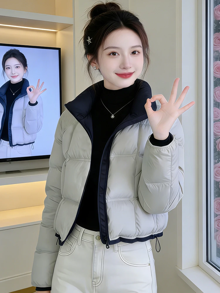 

Молодежная утепленная хлопковая куртка Ele для женщин: модное зимнее теплое и уютное пальто в корейском стиле, свободный крой, на молнии