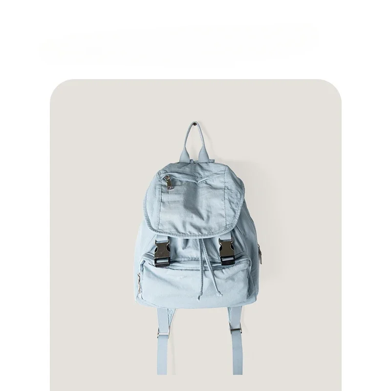 Preppy Style Flap Buckle Nylon Women Backpack Niche Design Travel Women Backpacks Girls School Bag Casual Unisex