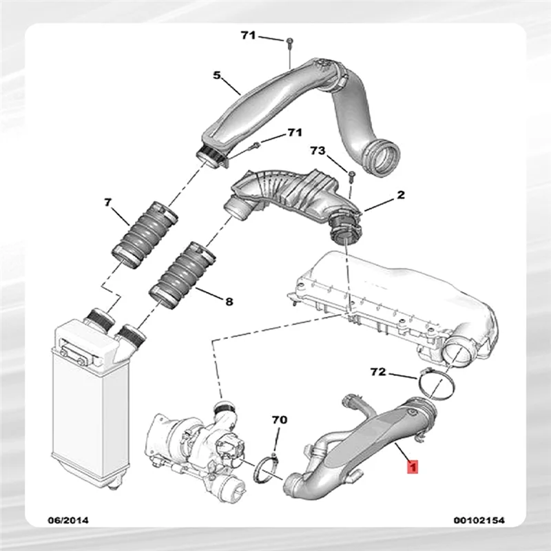 

HOT-Air Intake Turbo Hose+Waste Valve For Citroen 408 5081.6T Turbocharged Intake Pipe 9811908380 9812171780,Air Intake