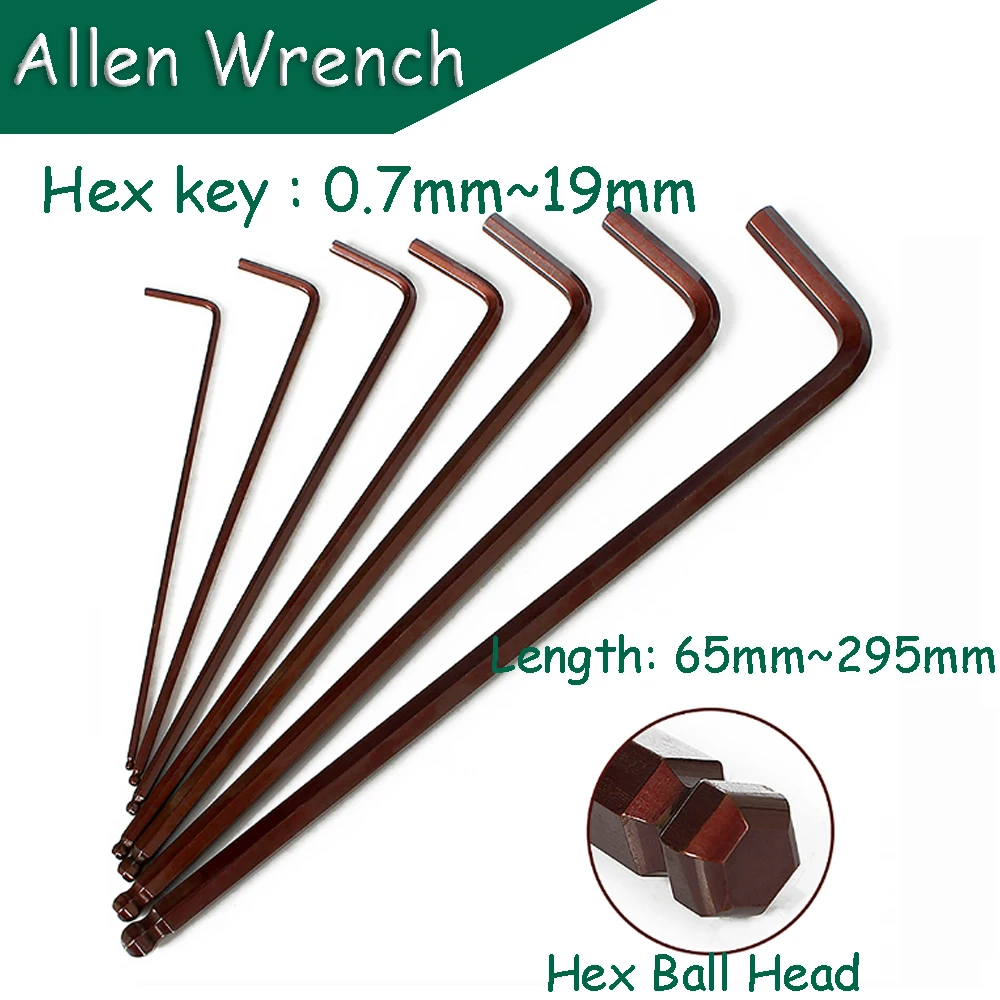 

0.7mm~19mm Hex Key Wrench Allen Wrench Set L-Type Hex Ball Head Portable Bicycle Repair Hand Tools Screwdriver Tip Universal