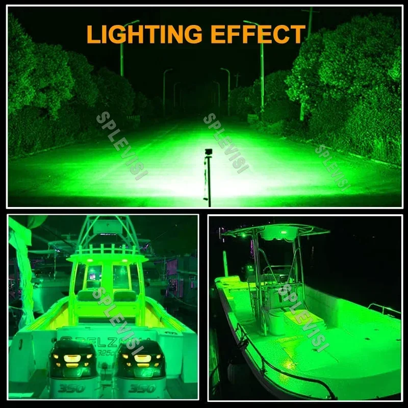 2x Marine LED Light Navigation Lights Green Boat Spreader Light T-top Ponton Deck Night Fishing Stern Yacht Port Sailboat DC12V