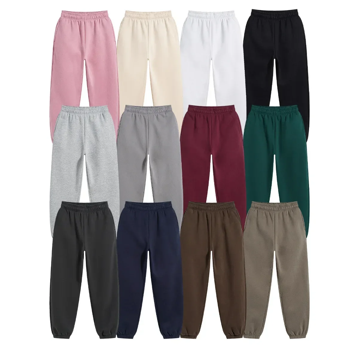 Logotipo personalizado2024 novo outono e inverno masculino e feminino velo 400g algodão poliéster velo engrossado leggings casuais