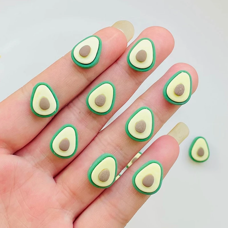 30 Pcs 14*11mm Cute Mini Fruit Cartoon Avocado Resin Scrapbook Diy Jewelry Wedding Hairpin Decorate Accessories