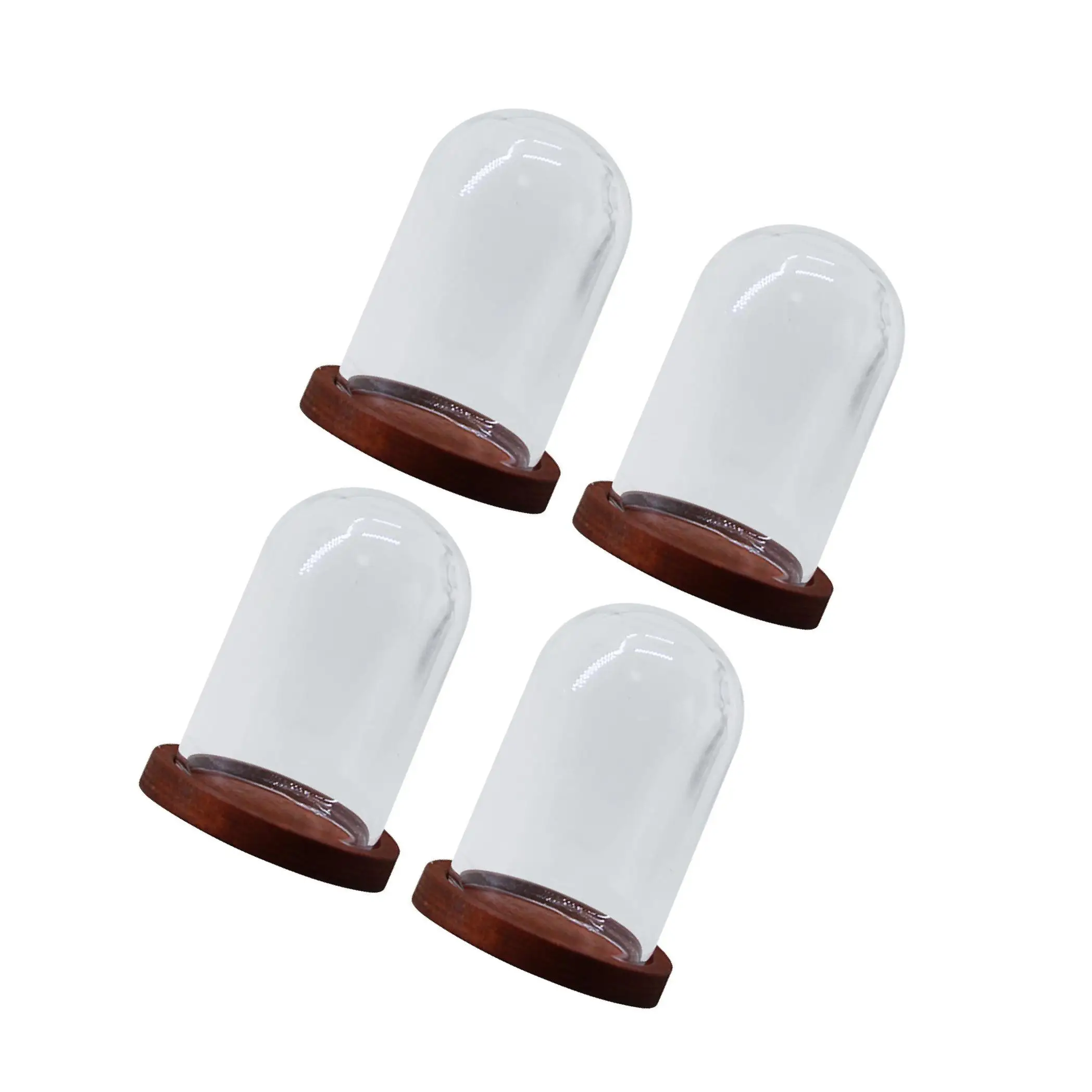 

4Pcs Transparent Glass Cloche Dome Container W/ Lid for Decor Office Store