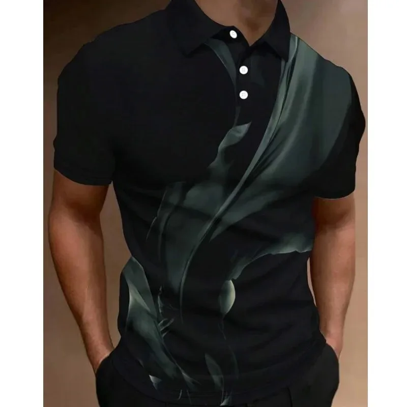 Fashion Men\'S Polo Shirt 3d Silk Printed Summer Casual Short Sleeved Street Designer Oversized Shirt High-Quality Men\'S Clothing