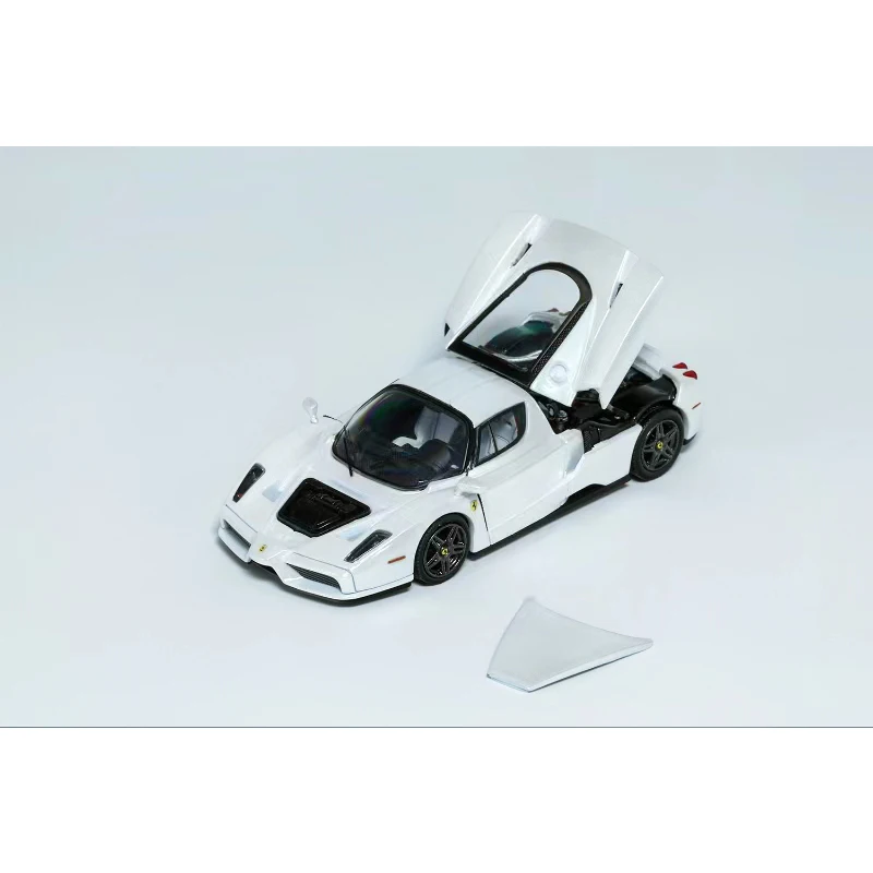 PreSale KING 1:64 Enzo Metal WHITE Openable Hood Diecast Diorama Car Model Collection Miniature Toys