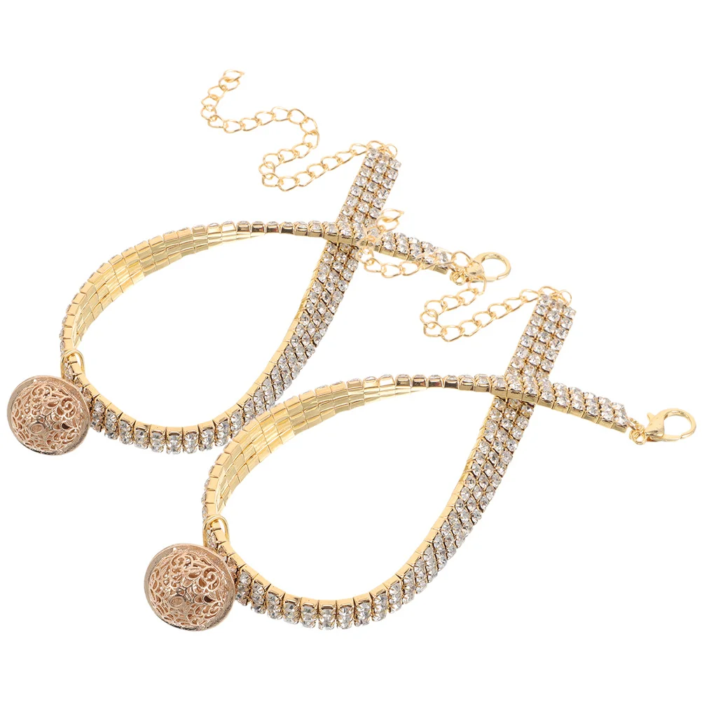 

2Pcs Rhinestone Pet Collar Adjustable Sparkle Neckwear for Cat Dog with Hollow Bell Elegant Bling Collar Comfortable Wear