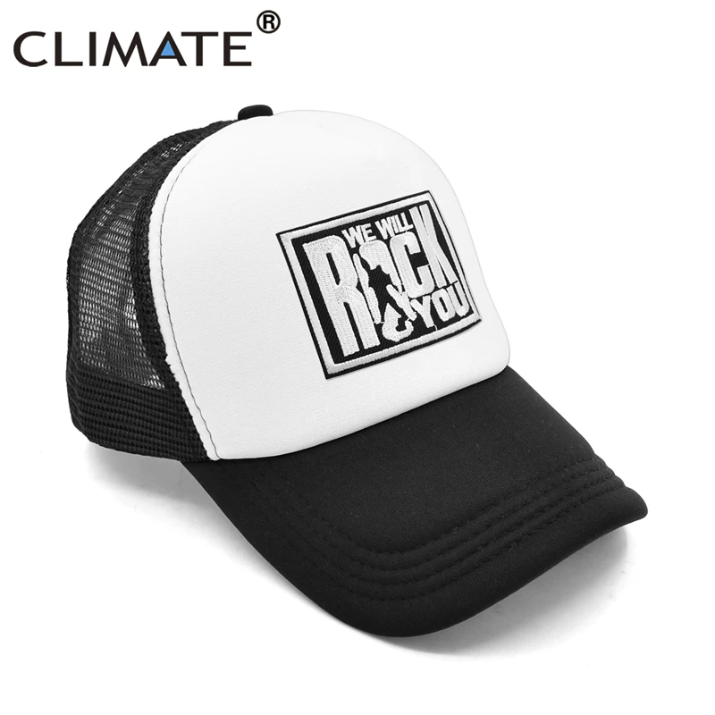 CLIMATE Rock and Roll Rock Trucker Cap Cool Rocker Men Mesh Hat Cap Metal Music Black Summer Baseball Cap Black Trucker Caps Hat