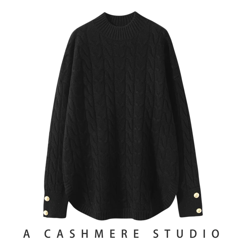 2024 Hot Sale Autumn Winter New 100% Cashmere Sweater Women\'s Thicken Warm Solid Pullover Female Loose Large Size Knit Jumper