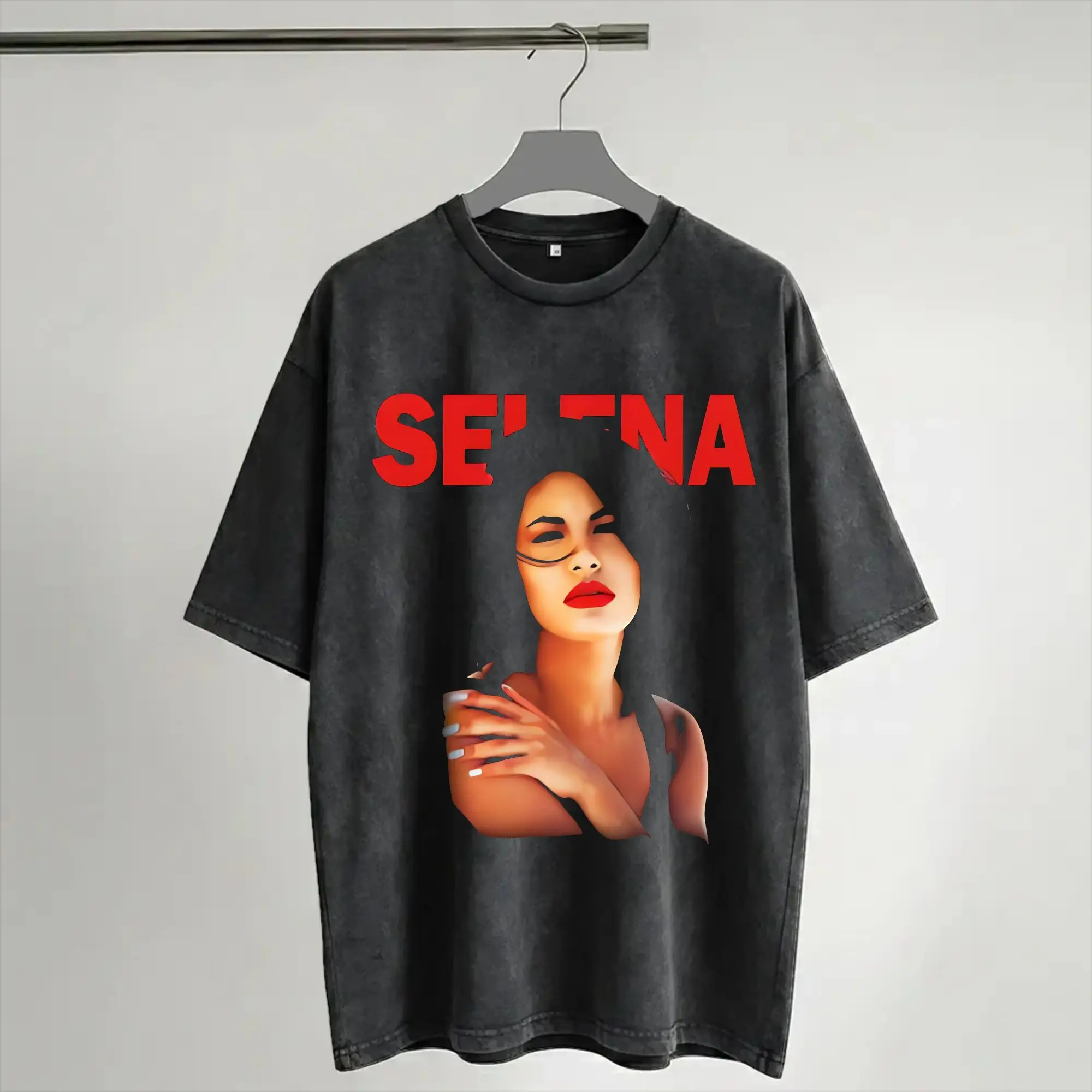Harajuku Washed Shirt vintage Selena Quintanilla Outfit Vintage T Shirt High Street  Streetwear Short Sleeve Printed Tee Shirt
