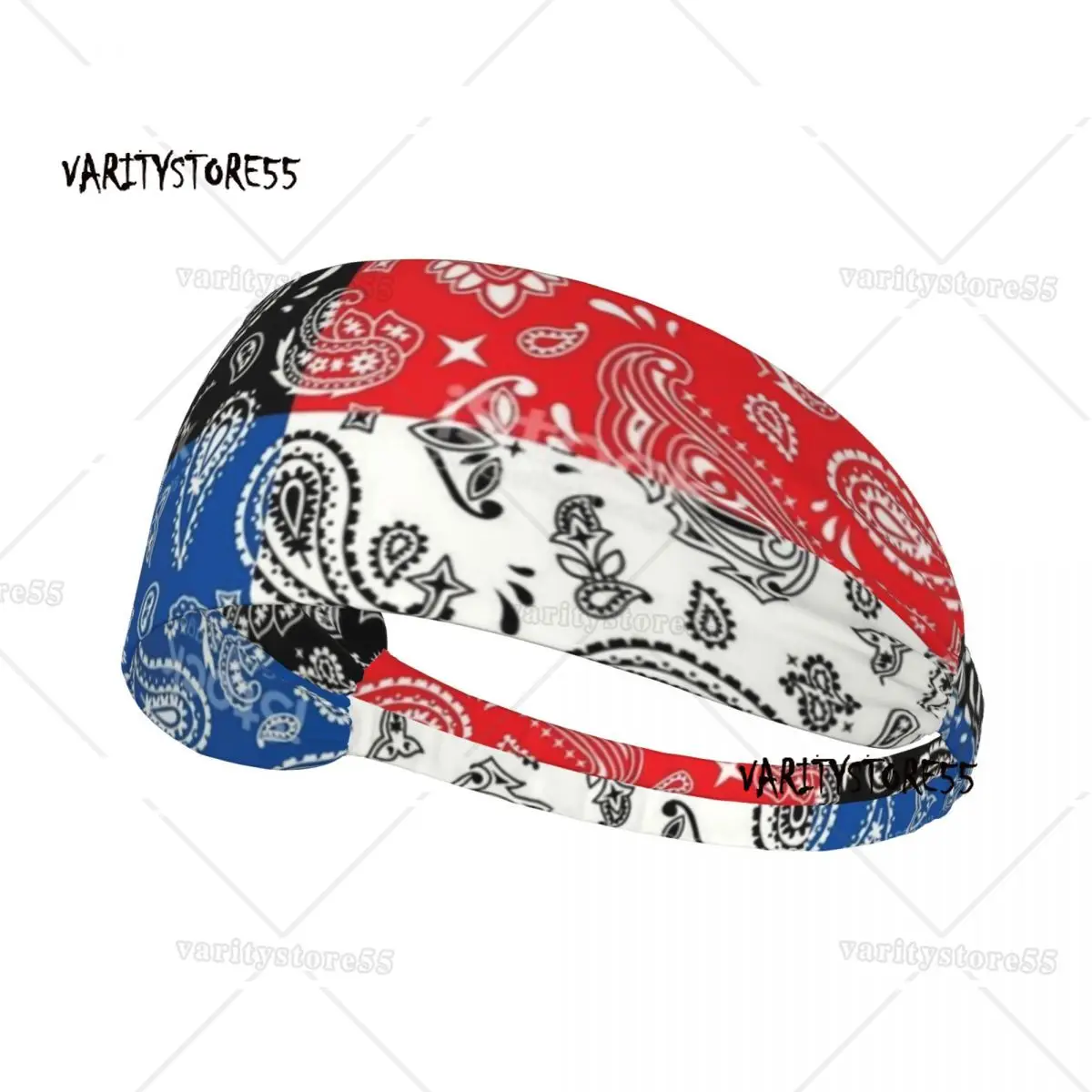 

Custom Cool Colorful Bandana Pattern Sport Headband for Women Men Stretchy Moisture Wicking Athletic Sweatbands