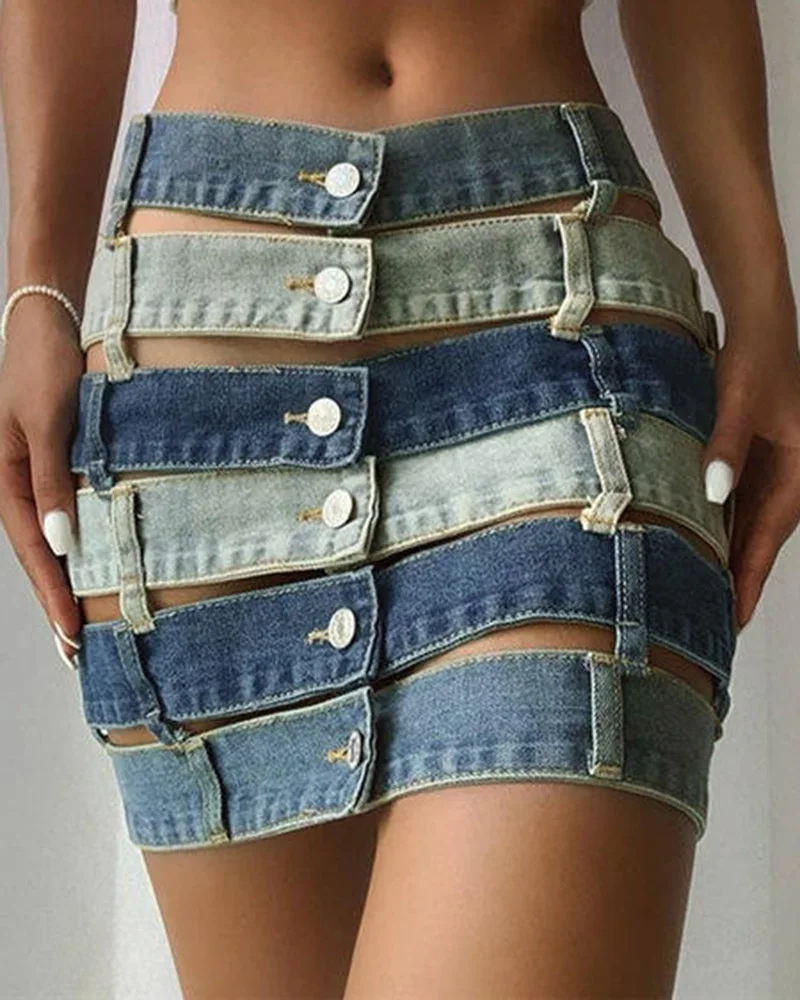 

Джинсовая юбка с высокой талией и одной пуговицей, женская юбка veskirt, летняя сексуальная юбка с запахом на бедрах, уличная юбка трапециевидной формы