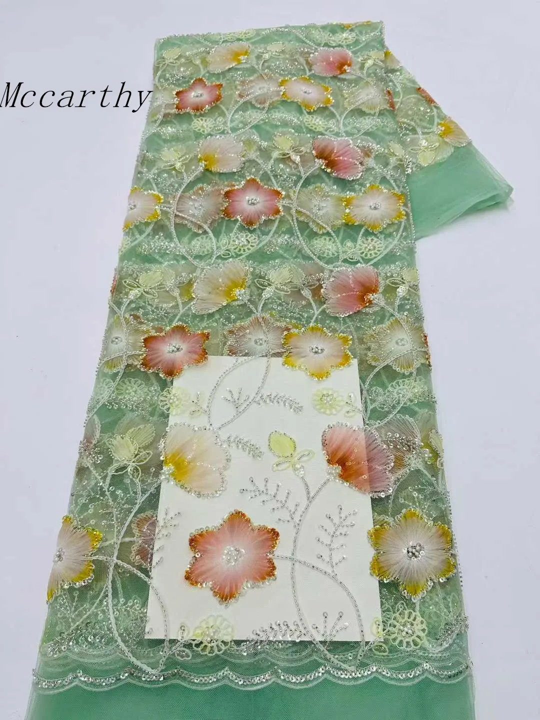 

Роскошная зеленая высококачественная французская тюлевая сетчатая кружевная ткань с блестками, африканская кружевная ткань, 5 ярдов для нигерийского свадебного платья