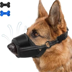 Dog Muzzle Puppy and Large Dog Anti Barking Adjustable Anti-biting Mesh Breathable Soft Pet Mouth Muzzles Straps Doggie Supplies