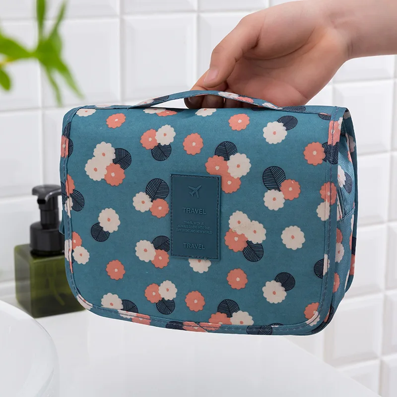 Bolsa de cosméticos con gancho de nailon para mujer, bolso de maquillaje de alta capacidad, almacenamiento de artículos de tocador, organizador de