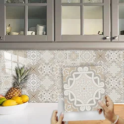 10pcs/set Portuguese Style Tiles Sticker Kitchen Backsplash Oil-proof Cupboard Washbasin Peel & Stick Waterproof Art Wall Decals