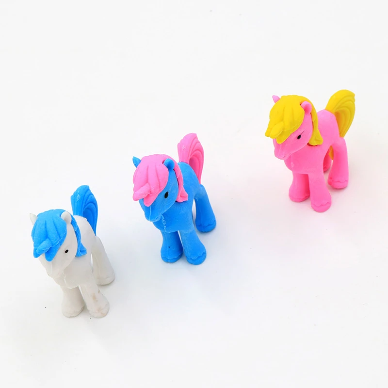 3 Piece Cute Kawaii Rubber Eraser Unicorn Pencil Student Stationery School Office Supplies Children Kids Gift Creative Novelty