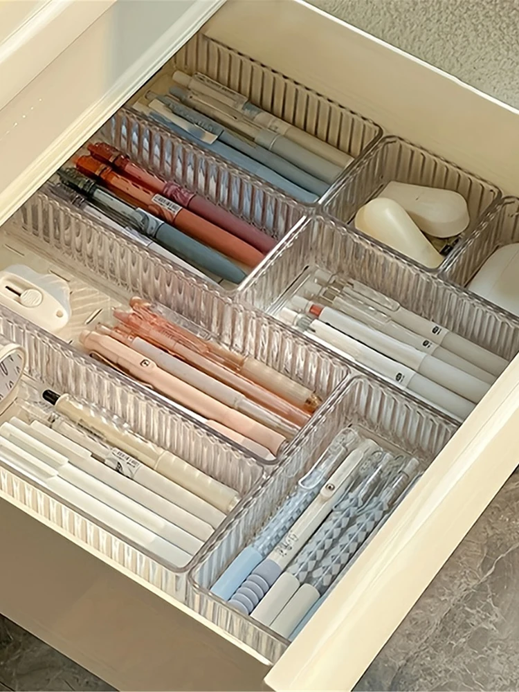 Organisateur de tiroir empilable en acrylique, plateaux de séparation réglables pour cosmétiques, boîte de rangement de maquillage modulaire