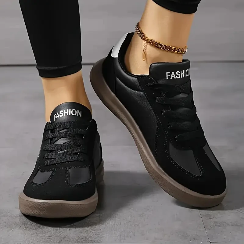 

YRZL Women Walking Shoes Skateboarding Shoes Women Sneakers PU Leather Lace-Up Breathable Jogging Casual Shoes Woman