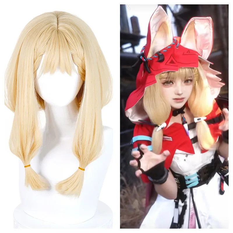 Already Styled Arknights Endfield ‌Lucyna Cosplay Wig Golden Long Heat Resistant Synthetic Anime Cos Wigs + Wig Cap