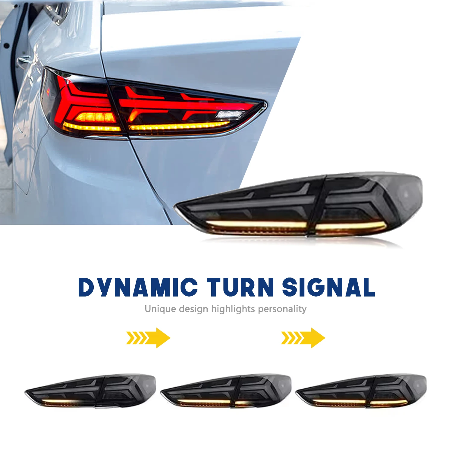 HCMOTIONZ مجموعة مصابيح خلفية LED لشركة هيونداي سوناتا 2017-2019 DRL ملحقات المصابيح الخلفية للسيارة أضواء خلفية الولايات المتحدة الشحنة #5