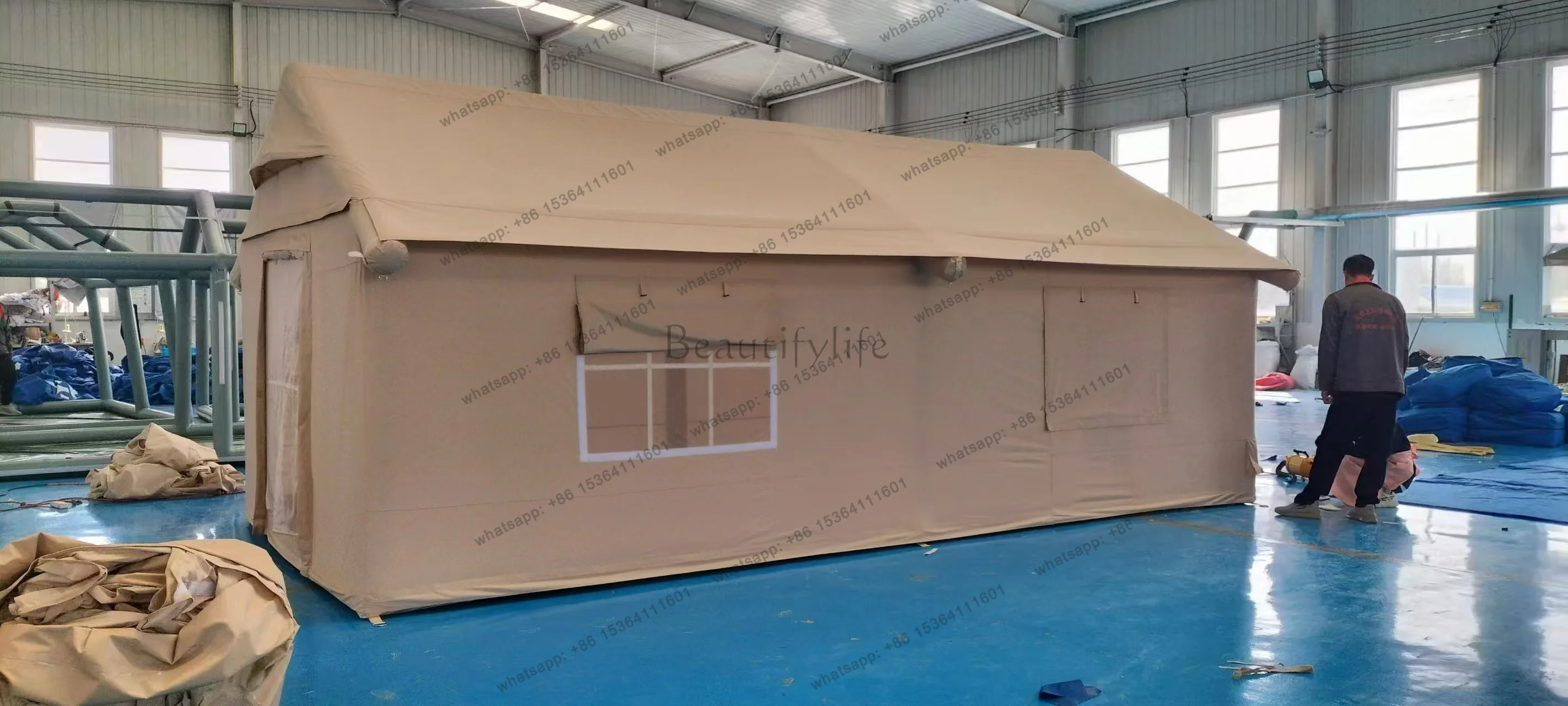 Manufacturer's Portable Inflatable House Air Tent Large Family UV-Resistant Waterproof Camping Tent with Insect Repellent