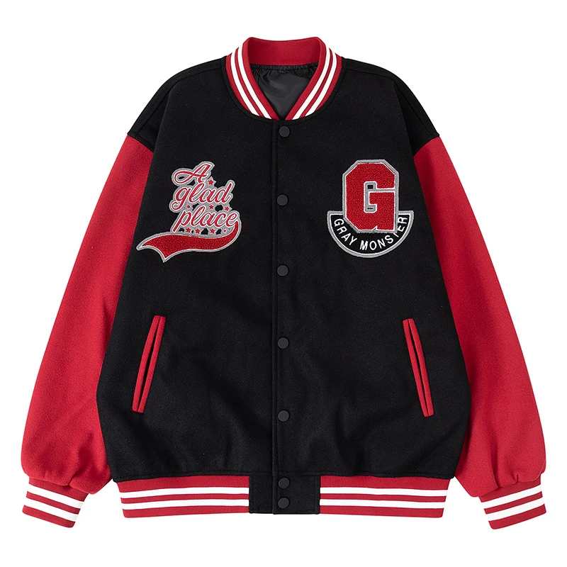 

Men's Bomber Jacket Varsity Baseball Coats Embroidery Athlete Urban Streetwear Retro Trendy Outerwear