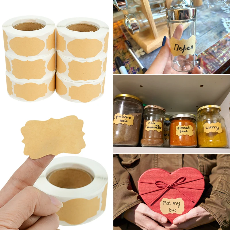 250-300pc Kraft Paper Label Stickers For Jar Glass Bottle Stationery DIY Gift Packaging Sealing Label Sticker Handmade Sticker