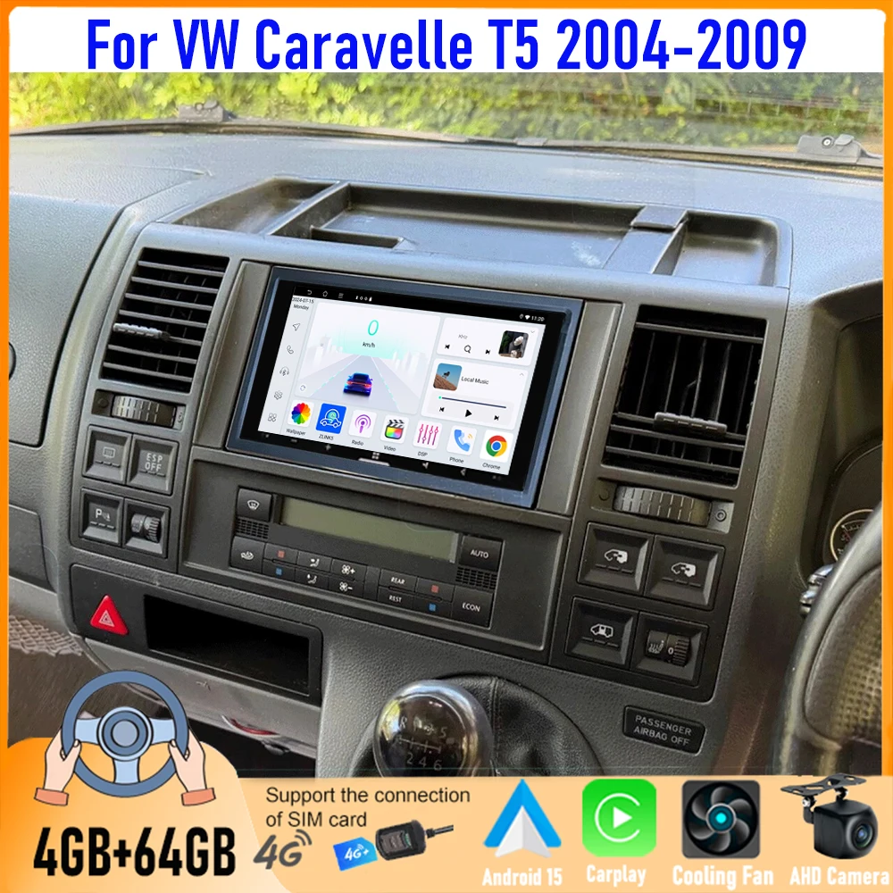 7''  For VW Caravelle T5 2004-2009 Car Radio Android GPS Navi Head Unit Carplay Apple Android Bluetooth Camera Google Map Stereo