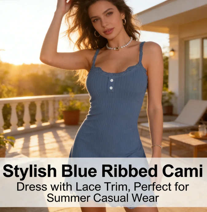 

European & American Style Pajamas for Women Lace Trim Slim Slip Nightdress