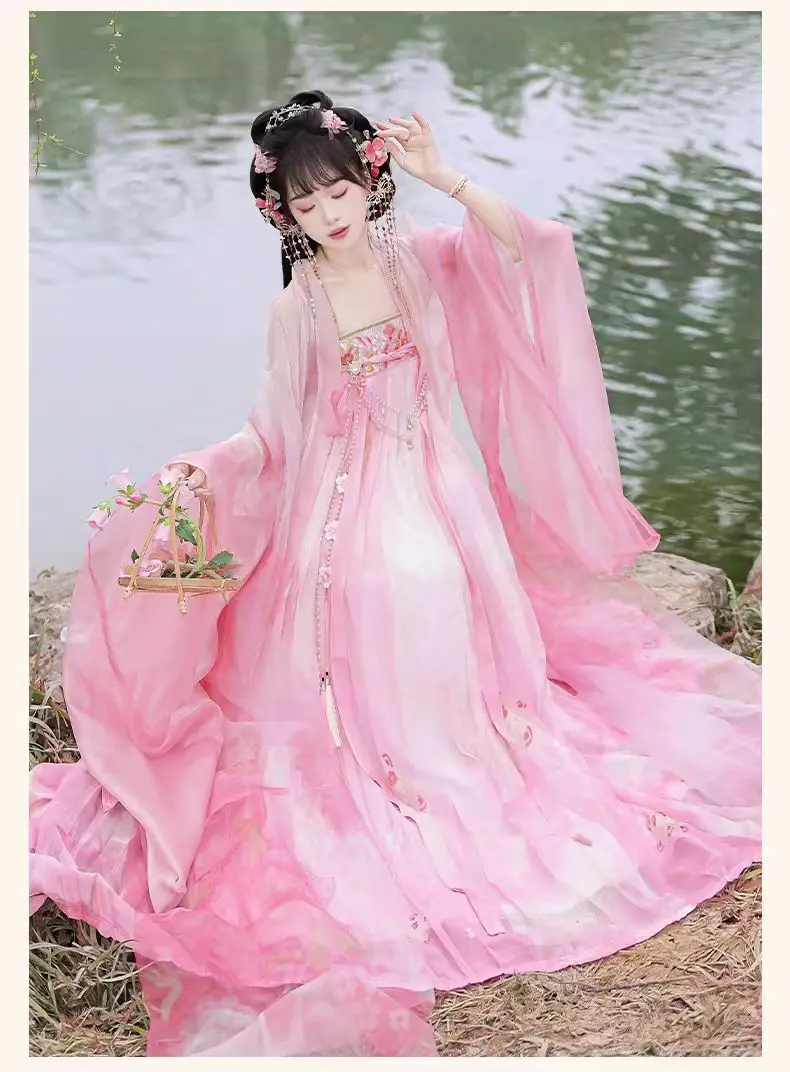 중국 Hanfu 드레스 여성 요정 의상 진 왕조 공주 의상 동양의 요정 의류 중국 스타일 빈티지 무대 Hanfu