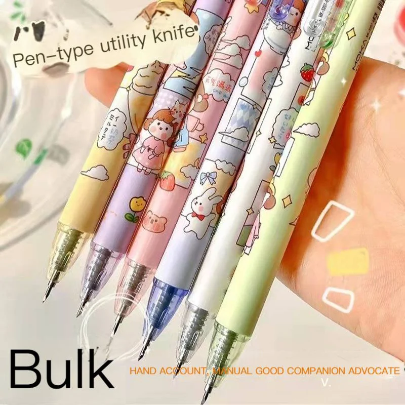 1/4/6/10pcs/set Press Knife Pens Cartoon Art Utility Knife Pen Knife Paper Cutting Tool Craft Tools Precision Sticker Cutter