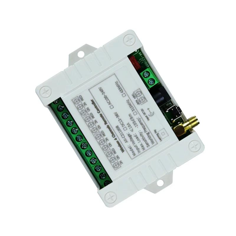 Solid DC 12V 24V 36V 10A 433Mhz 4 Channel Wireless Relay RF Remote Control Switch Receiver+4CH Transmitter