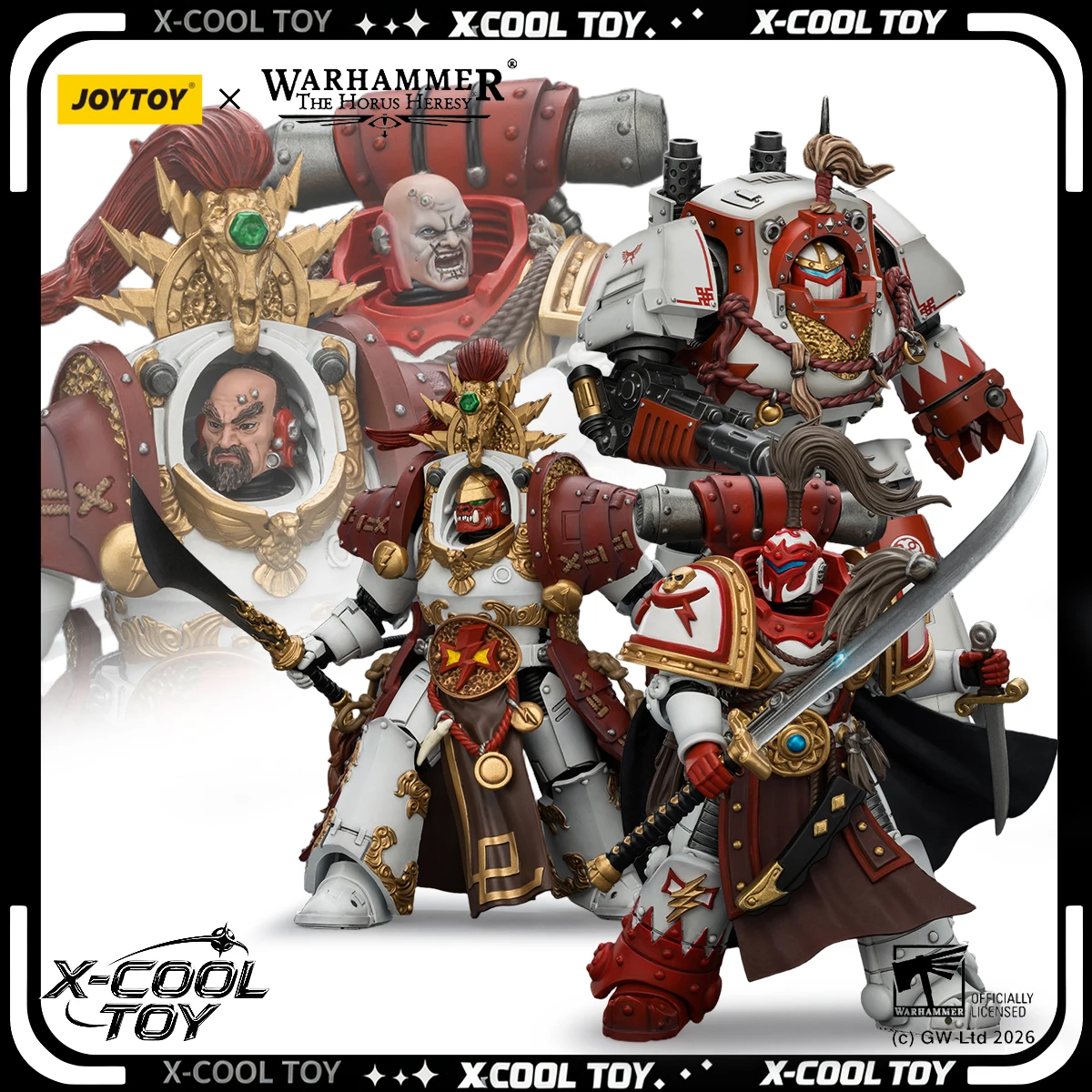 

JOYTOY Warhammer 30K Action Figure 1/18 White Scars Qin Xa Hibou Khan Articulated Joints Figure Collection Model Surprise Toys