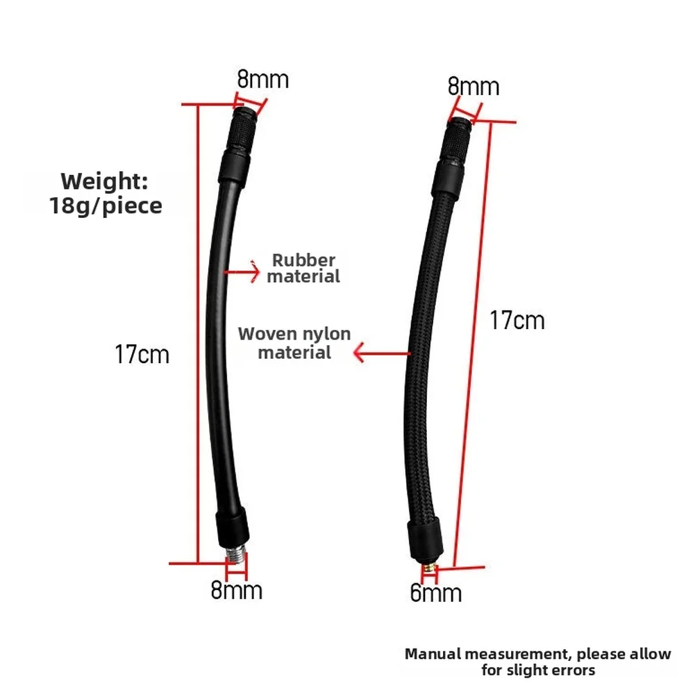 Threaded Air Pump Hose Extension with M6 M8 Adapter Made from Rubber and Nylon for Use with Tires and Sports Equipment