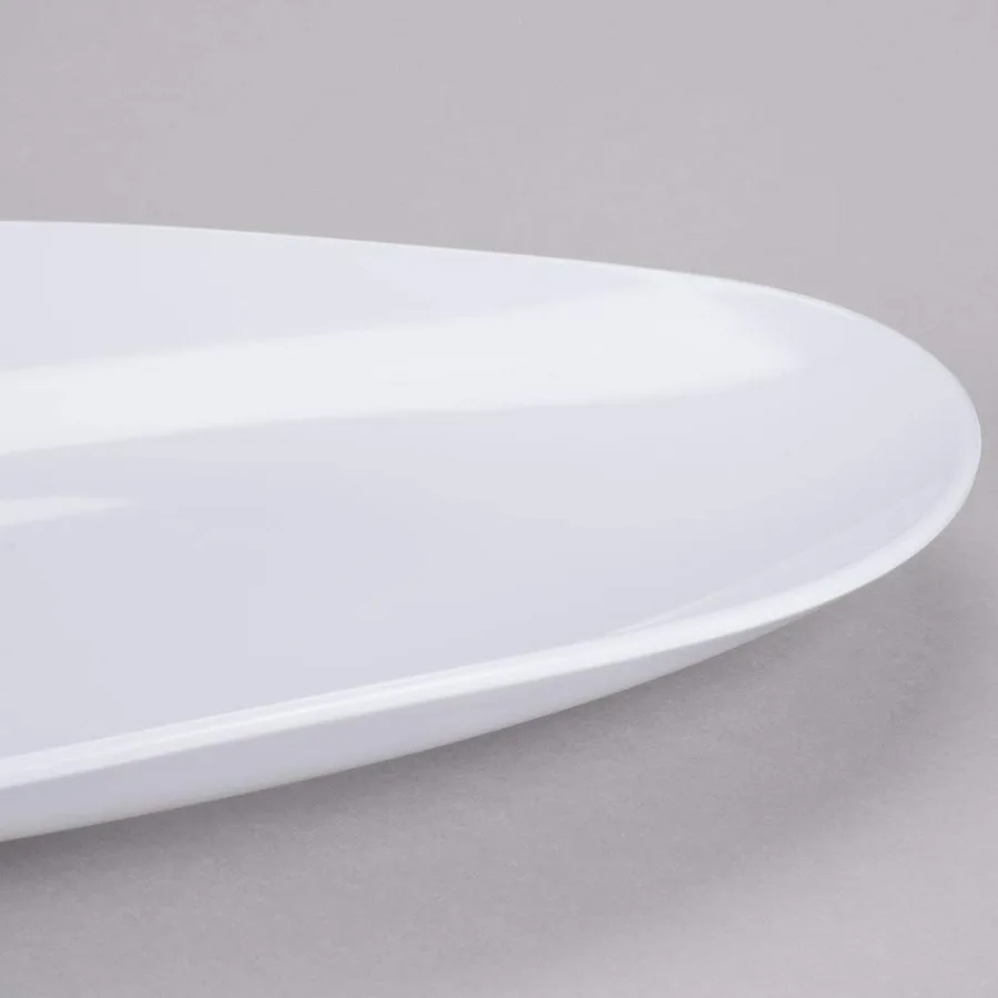 طبق تقديم ميلامين بيضاوي من البلاستيك عالي التحمل، مقاس 18 × 13 بوصة، باللون الأبيض #2